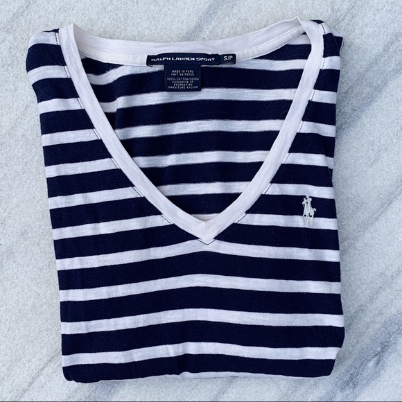 RLS Navy Striped V-Neck - Picture 4 of 5